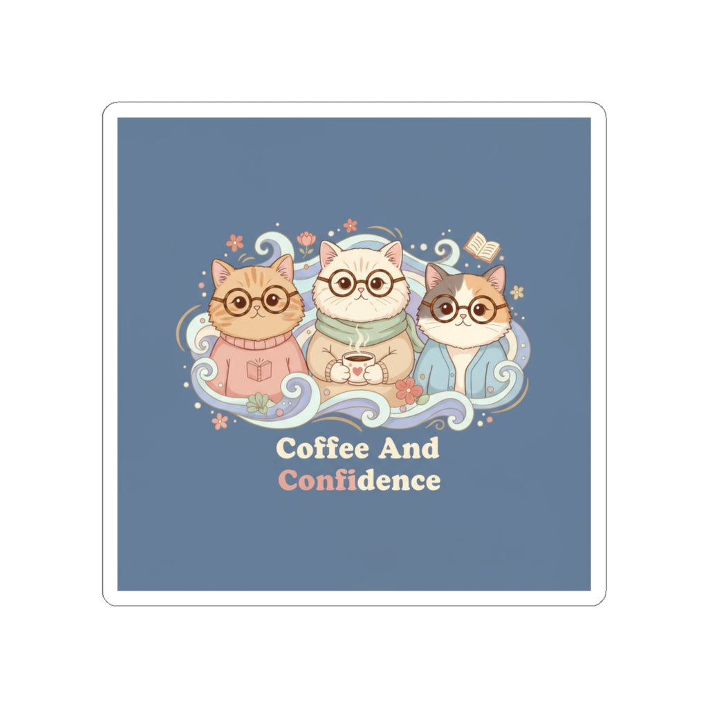Cats With Glasses Kiss-Cut Sticker – Coffee and Confidence