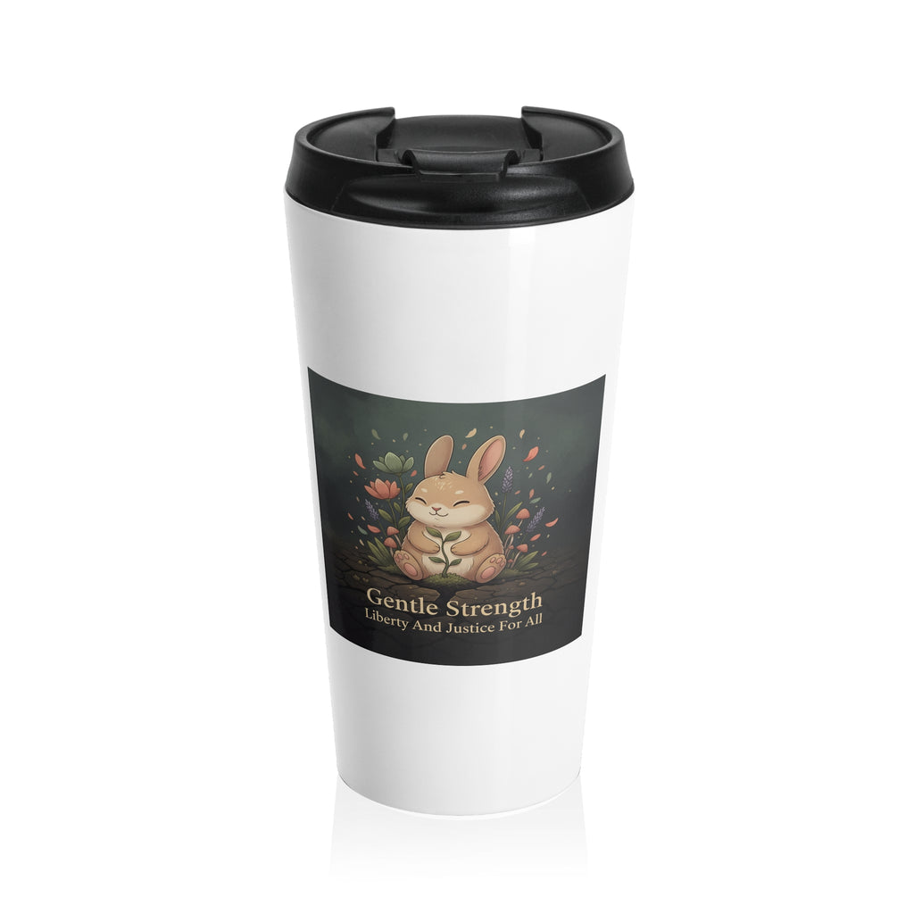 Bunny Travel Mug – Gentle Strength Liberty and Justice for