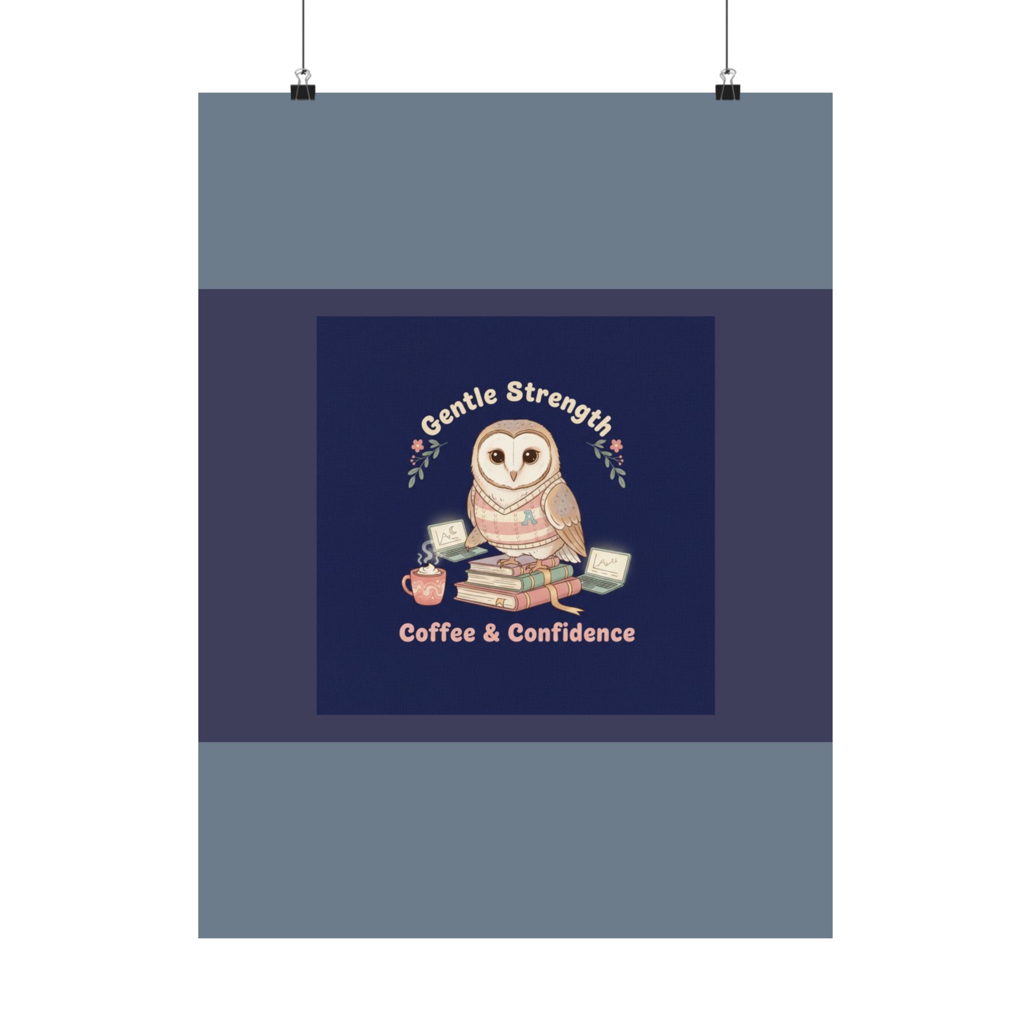 Owl Poster – Gentle Strength Coffee Confidence