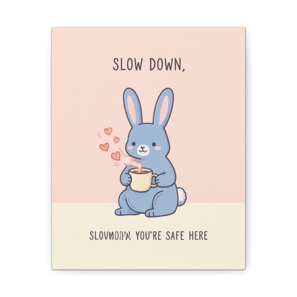 SLOW DOWN, SLOWDOWN YOURE SAFE HERE Canvas