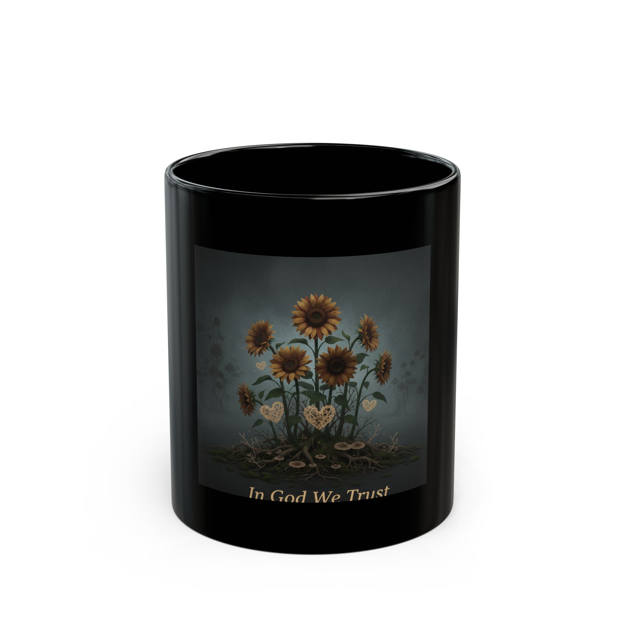 Sunflowers Black Mug 11oz – In God We Trust