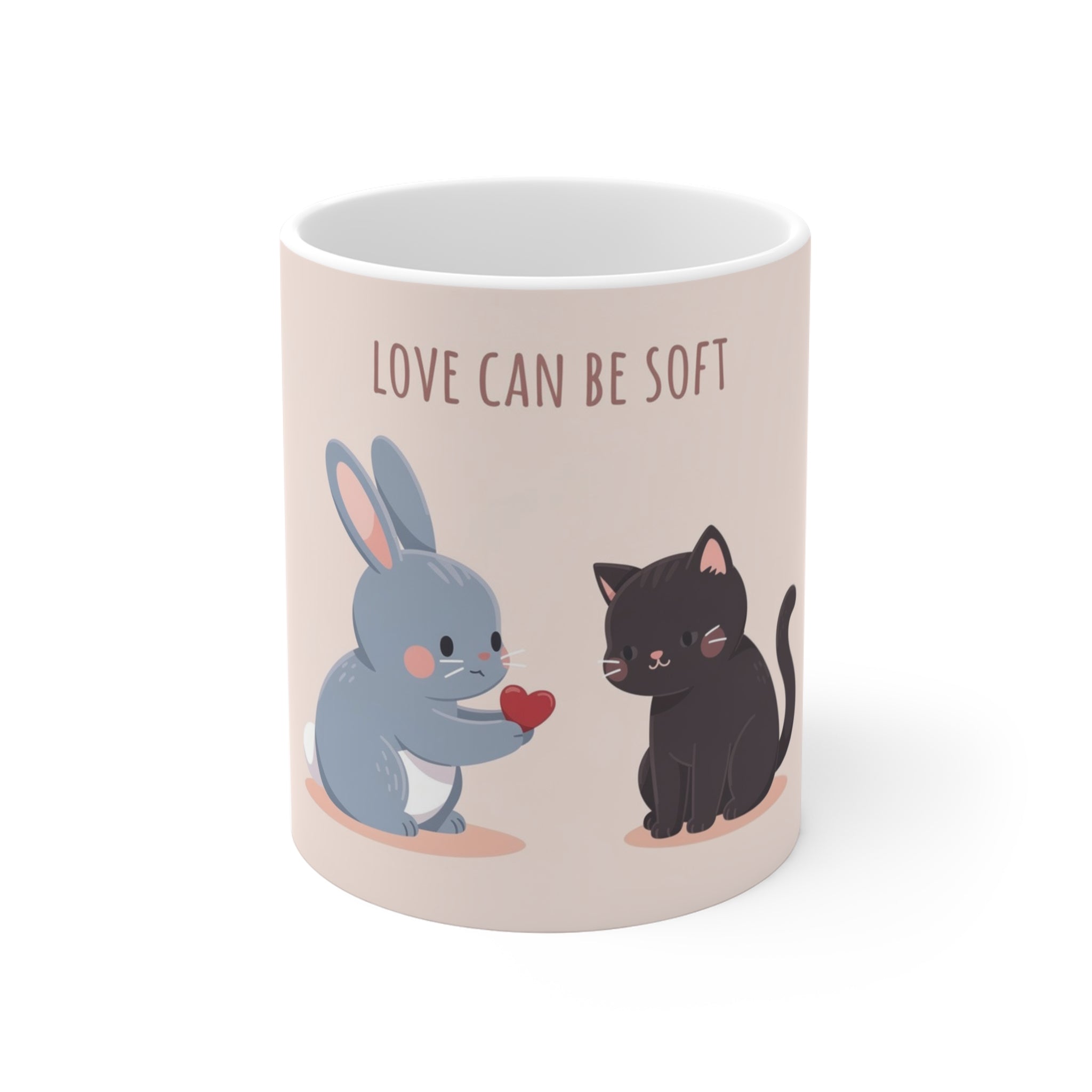 LOVE CAN BE SOFT Rabbit, cat Mug 11oz
