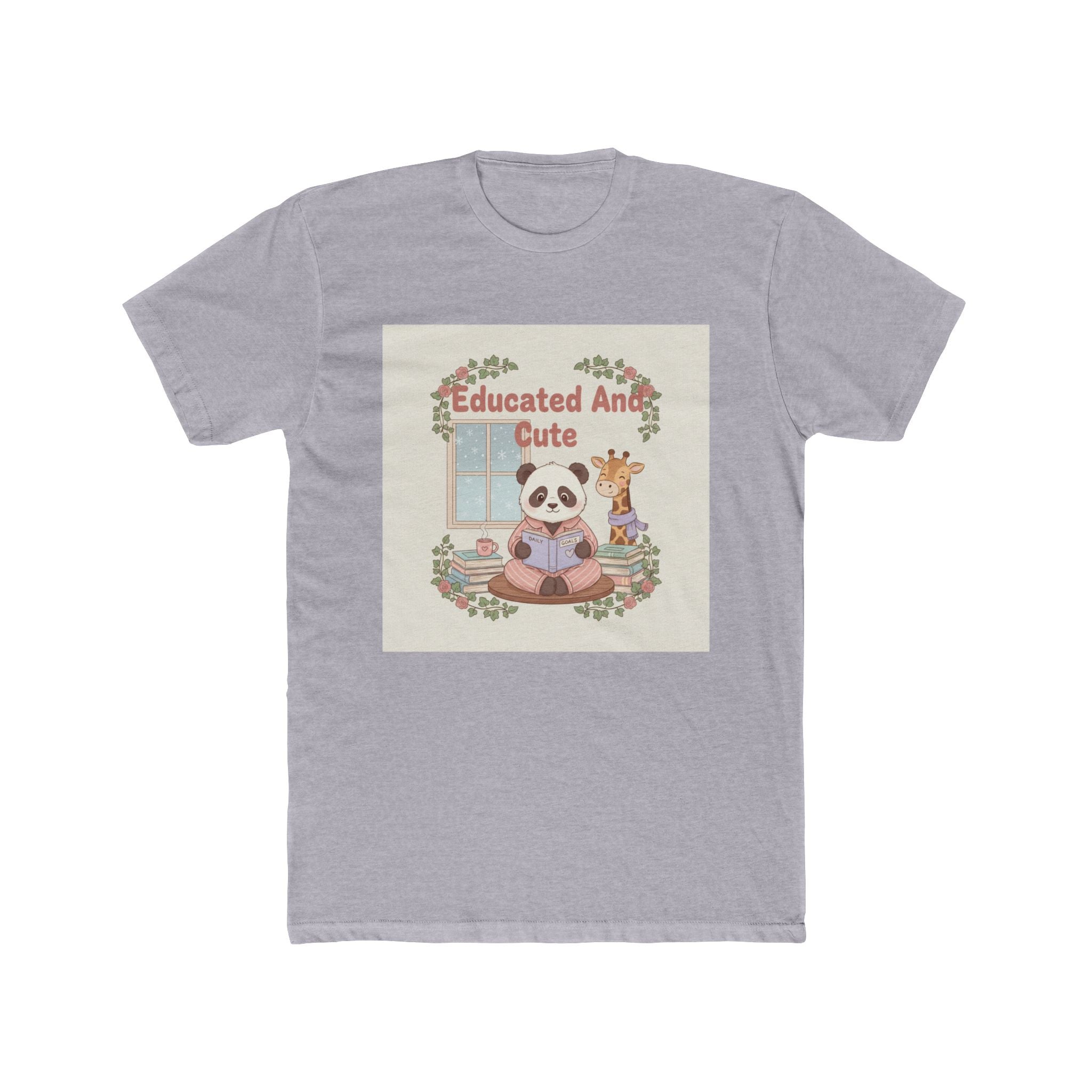 Educated And Cute Panda, giraffe Unisex Tee