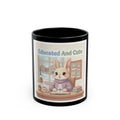 Educated And Cute Rabbit Black Mug 11oz