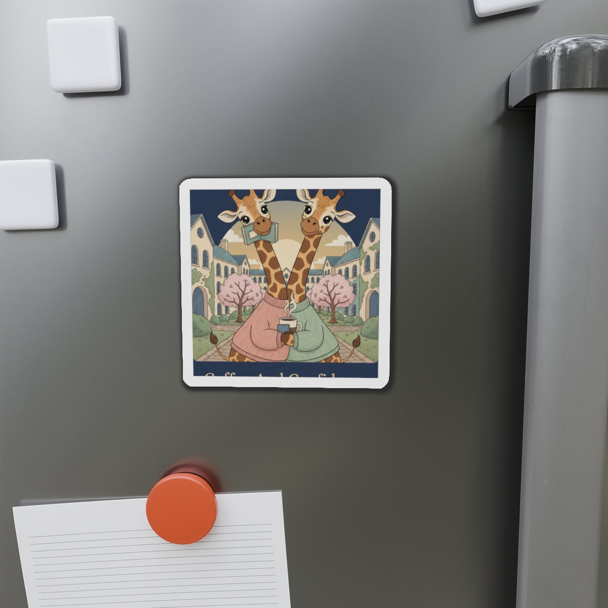 Giraffes Die-Cut Magnet – Coffee and Confidence