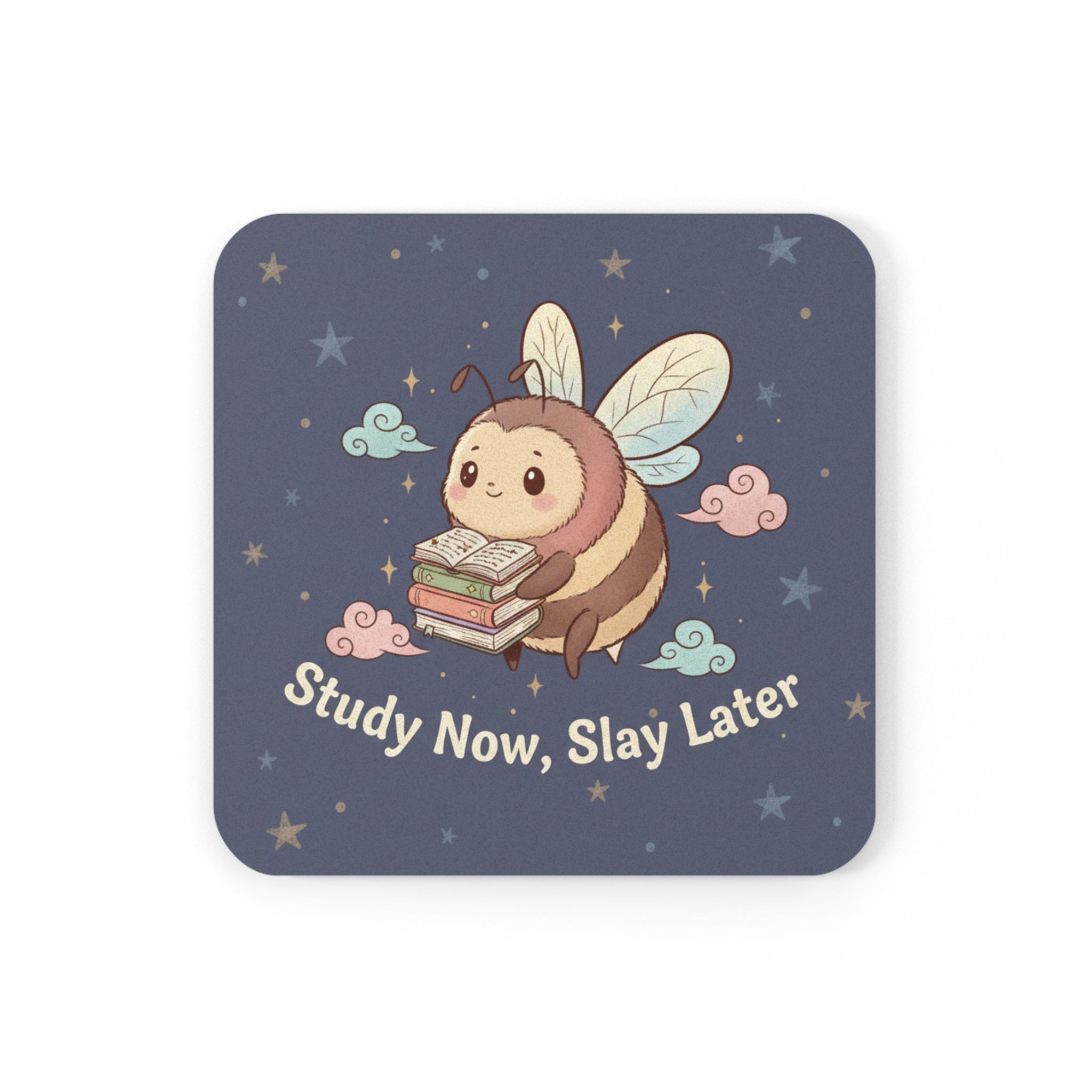 Bee Cork Coaster – Study Now, Slay Later