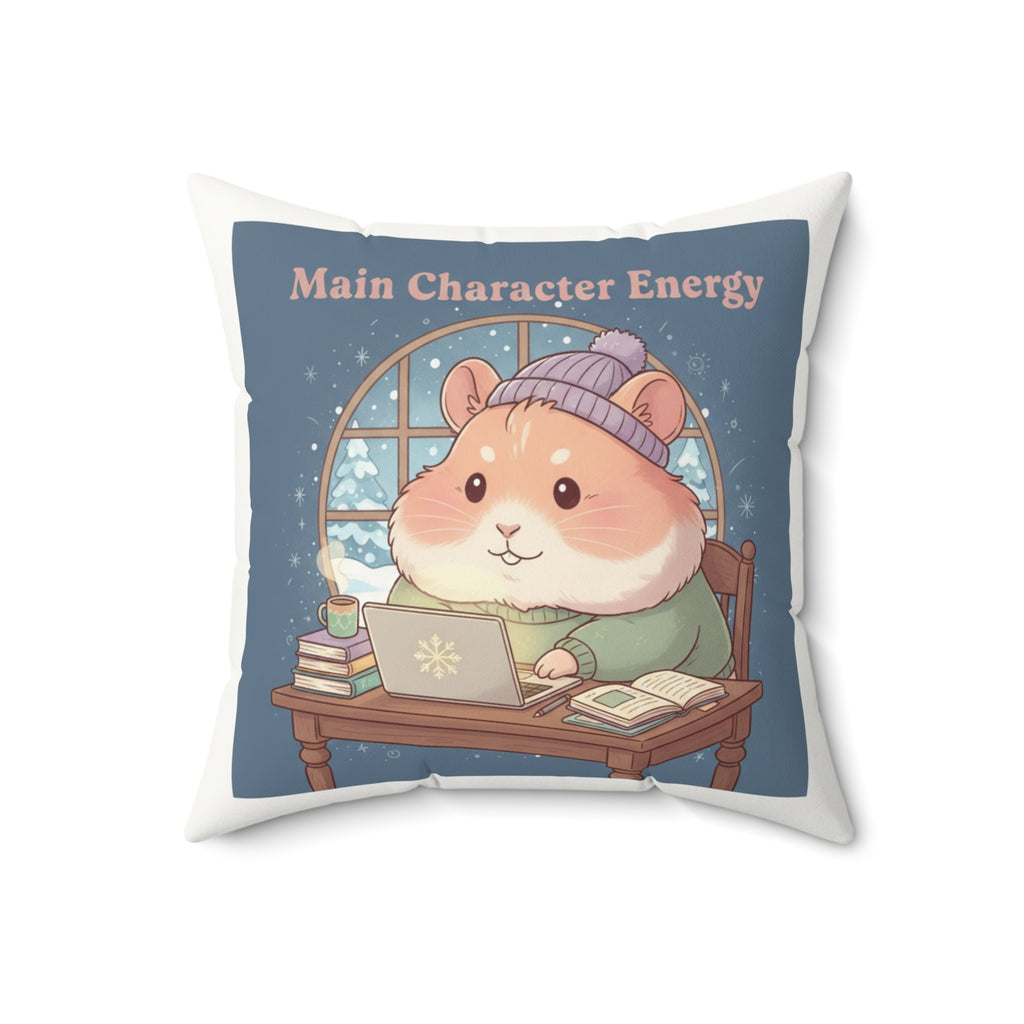 Hamster Square Pillow – Main Character Energy
