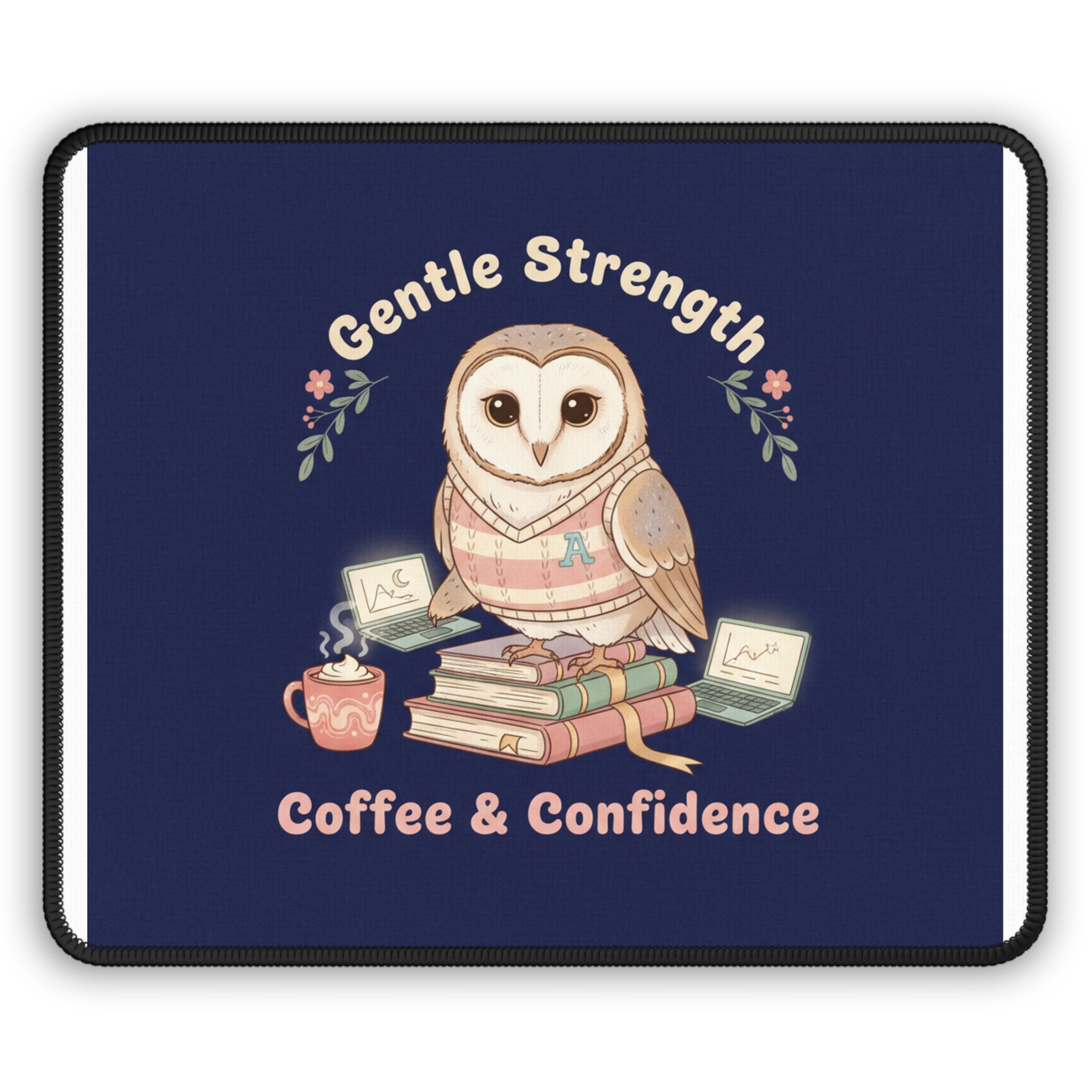 Owl Mouse Pad – Gentle Strength Coffee Confidence