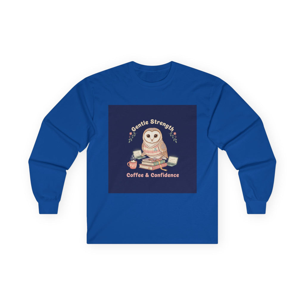 Owl Long Sleeve Tee – Gentle Strength Coffee Confidence