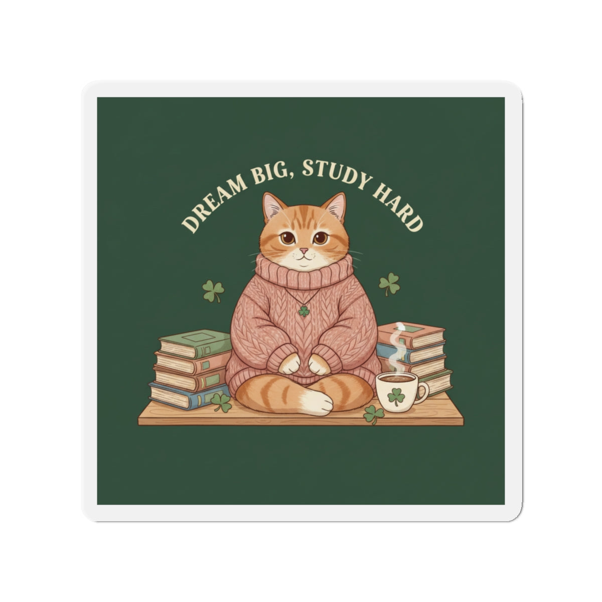 Cat Die-Cut Magnet – Dream Big, Study Hard