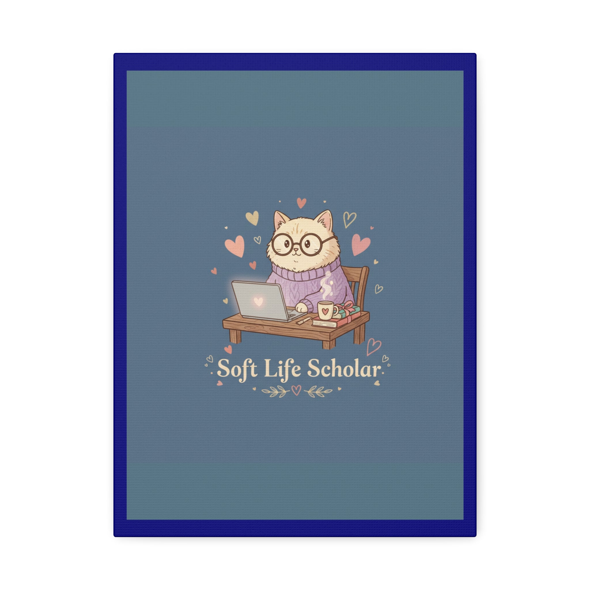 Soft Life Scholar Cat Canvas