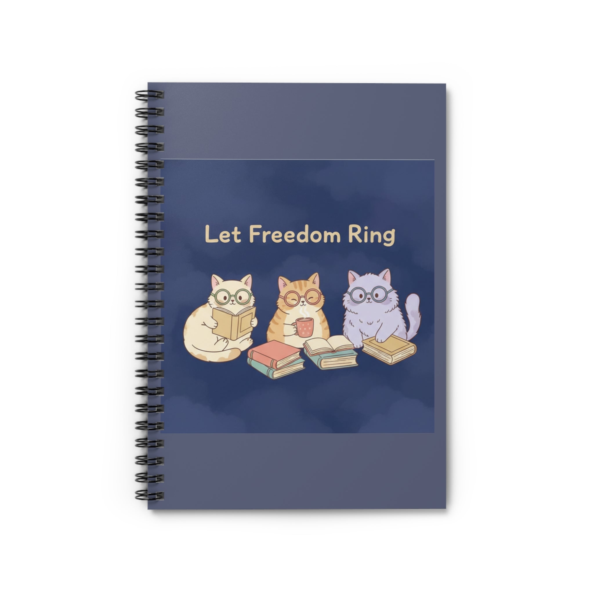 Cats With Glasses Spiral Notebook – Let Freedom Ring
