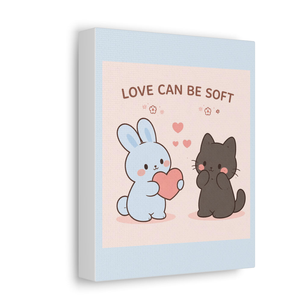 "LOVE CAN BE SOFT" Black Cat Canvas | College Girl Gift | Fashion | KayKay Classics