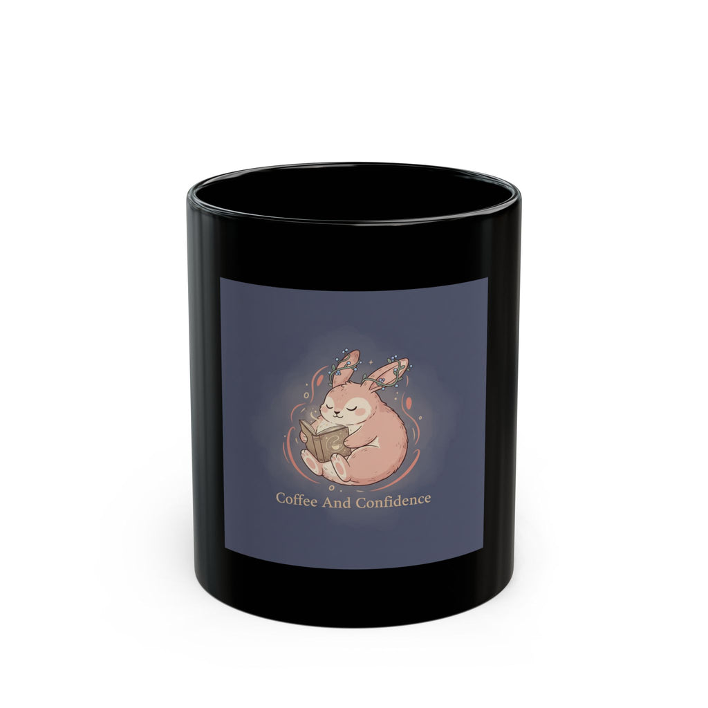 Bunny Black Mug 11oz – Coffee and Confidence