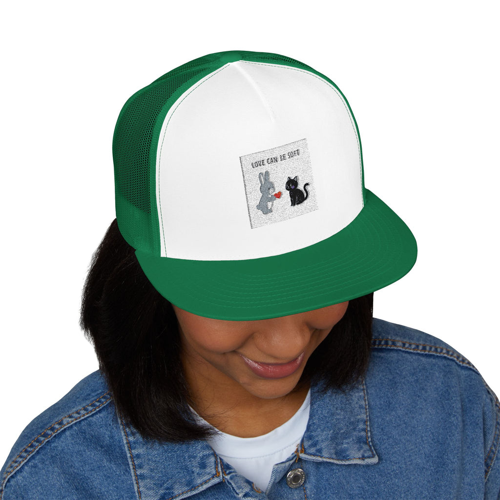 "LOVE CAN BE SOFT" Black Cat Trucker Cap | College Girl Gift | Fashion | KayKay Classics