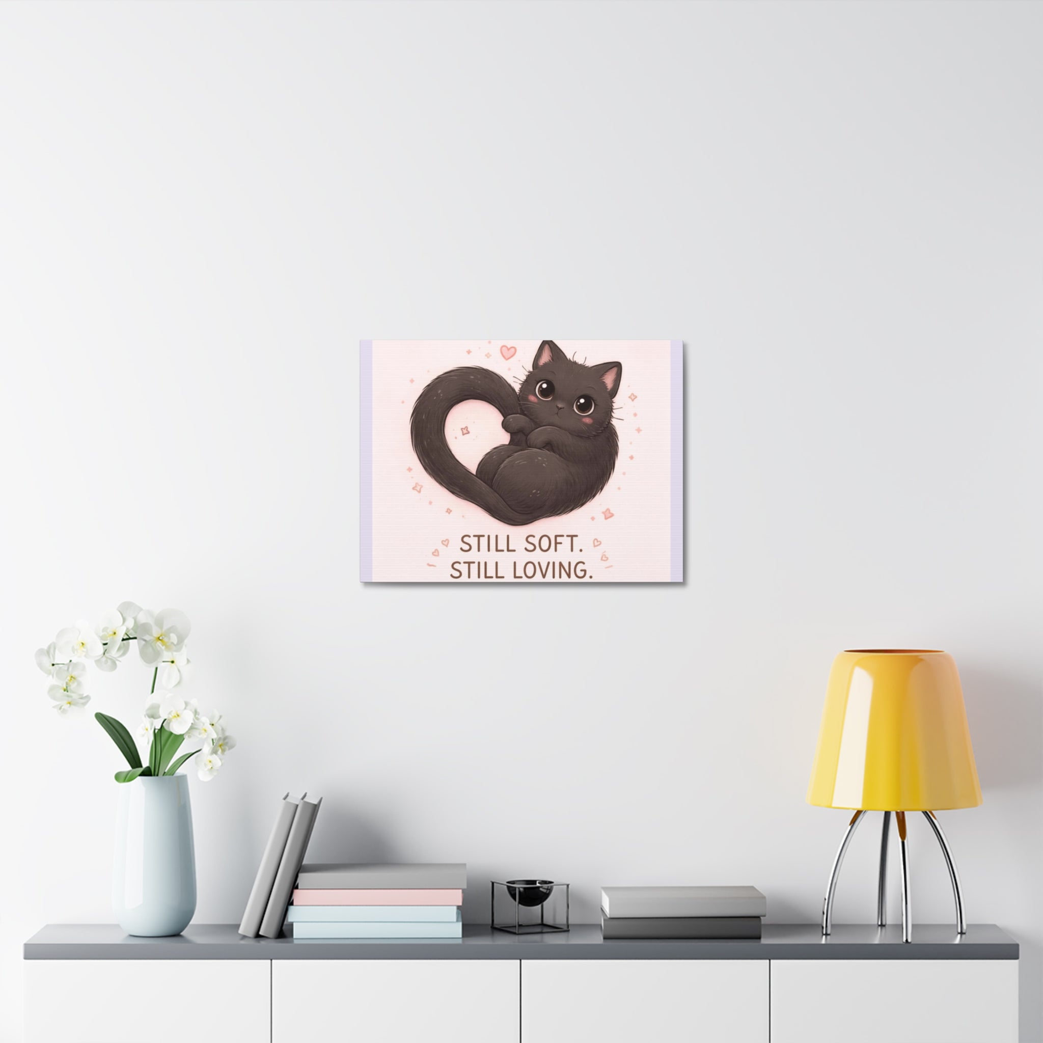"STILL SOFT. STILL LOVING" Black Cat Canvas | College Girl Gift | Fashion | KayKay Classics