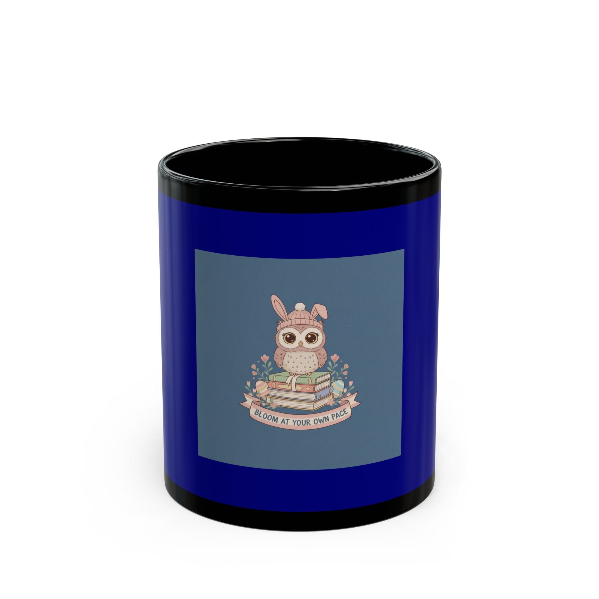 Bunny Black Mug 11oz – Bloom at Your Own Pace