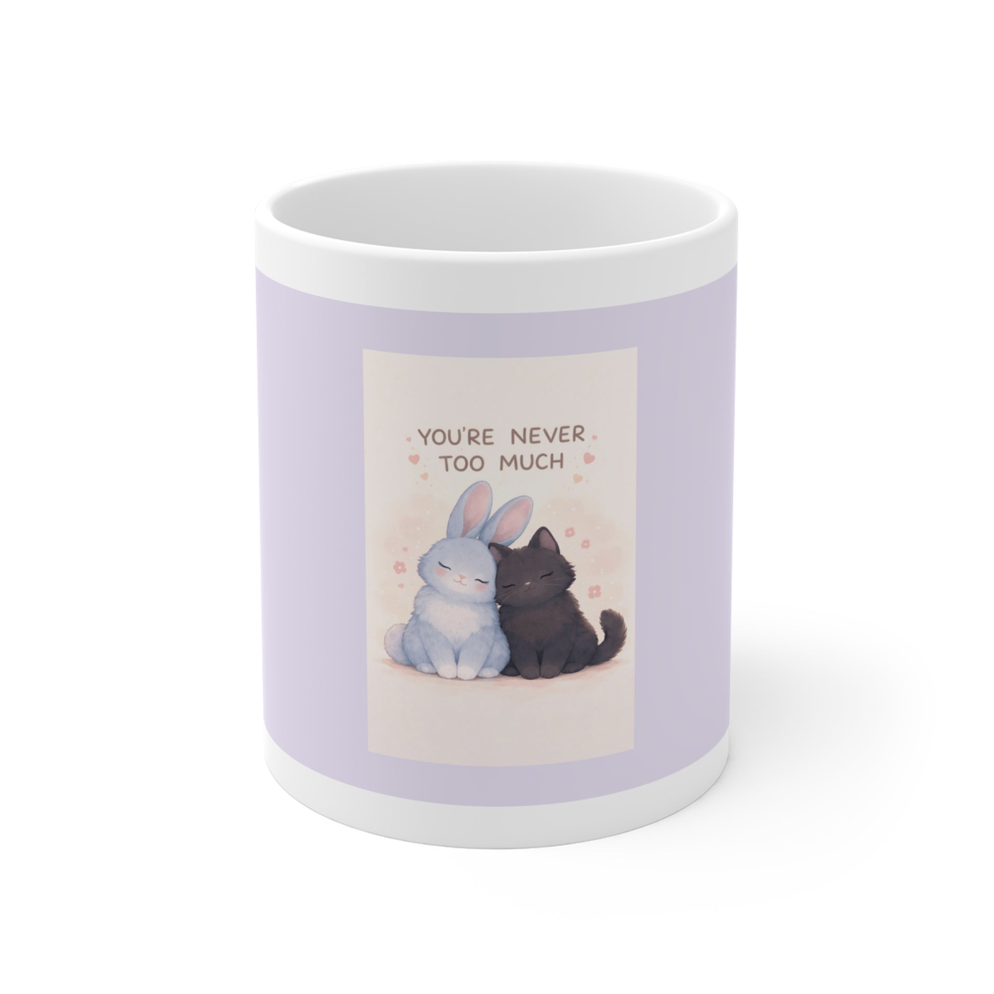 "YOU'RE NEVER TOO MUCH" Black Cat Mug | Trendy Gift for Her | Drinkware | KayKay Classics