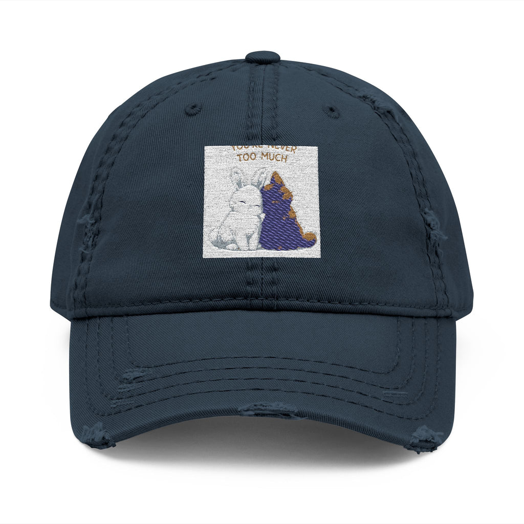 "YOU'RE NEVER TOO MUCH" Black Cat Dad Hat | Trendy Gift for Her | Lifestyle | KayKay Classics