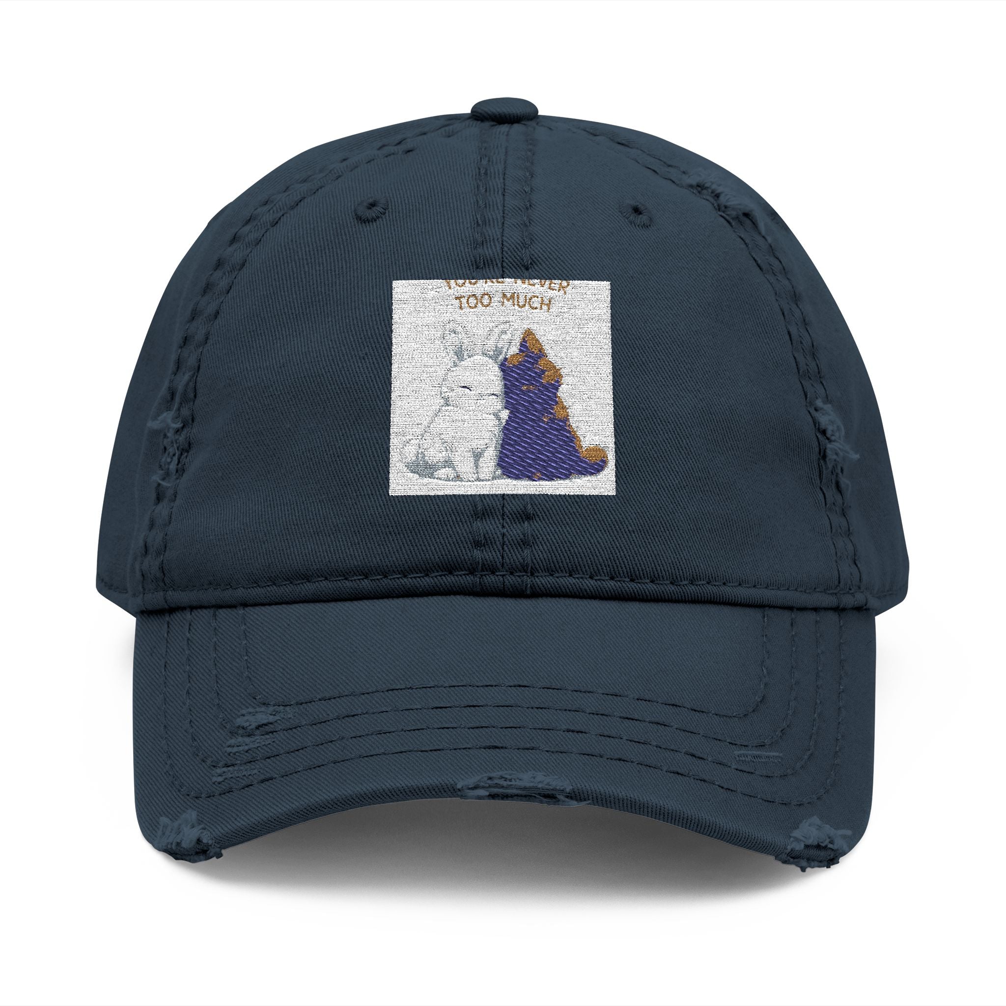 "YOU'RE NEVER TOO MUCH" Black Cat Dad Hat | Trendy Gift for Her | Lifestyle | KayKay Classics