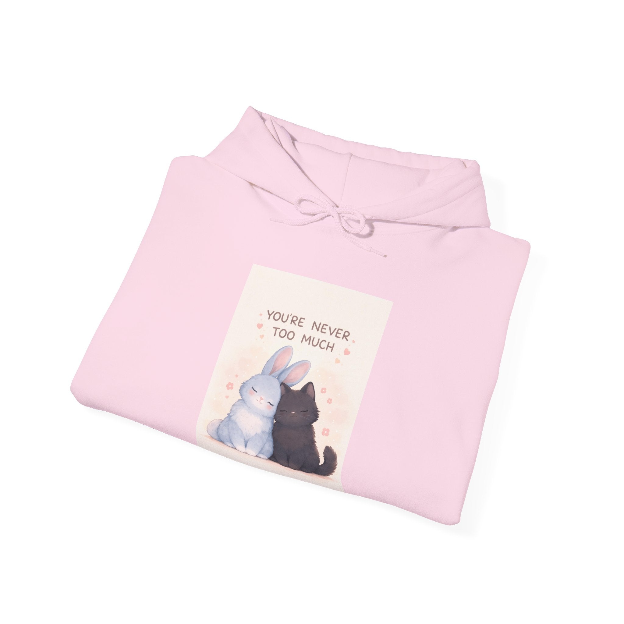 "YOU'RE NEVER TOO MUCH" Black Cat Hoodie | College Girl Gift | Fashion | KayKay Classics