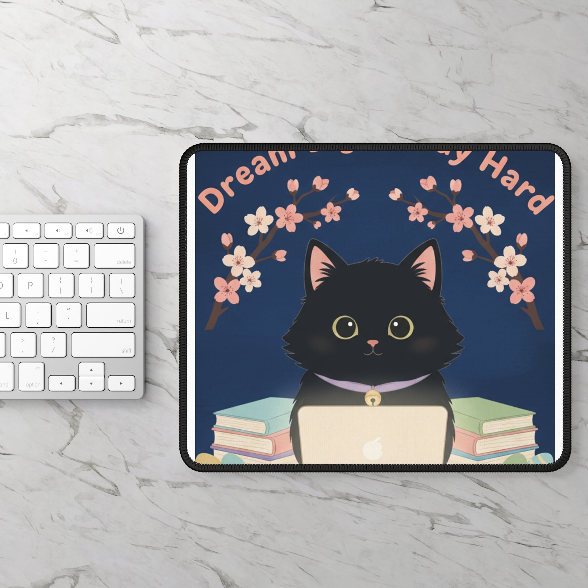 Black Cat Mouse Pad – Dream Big Study Hard