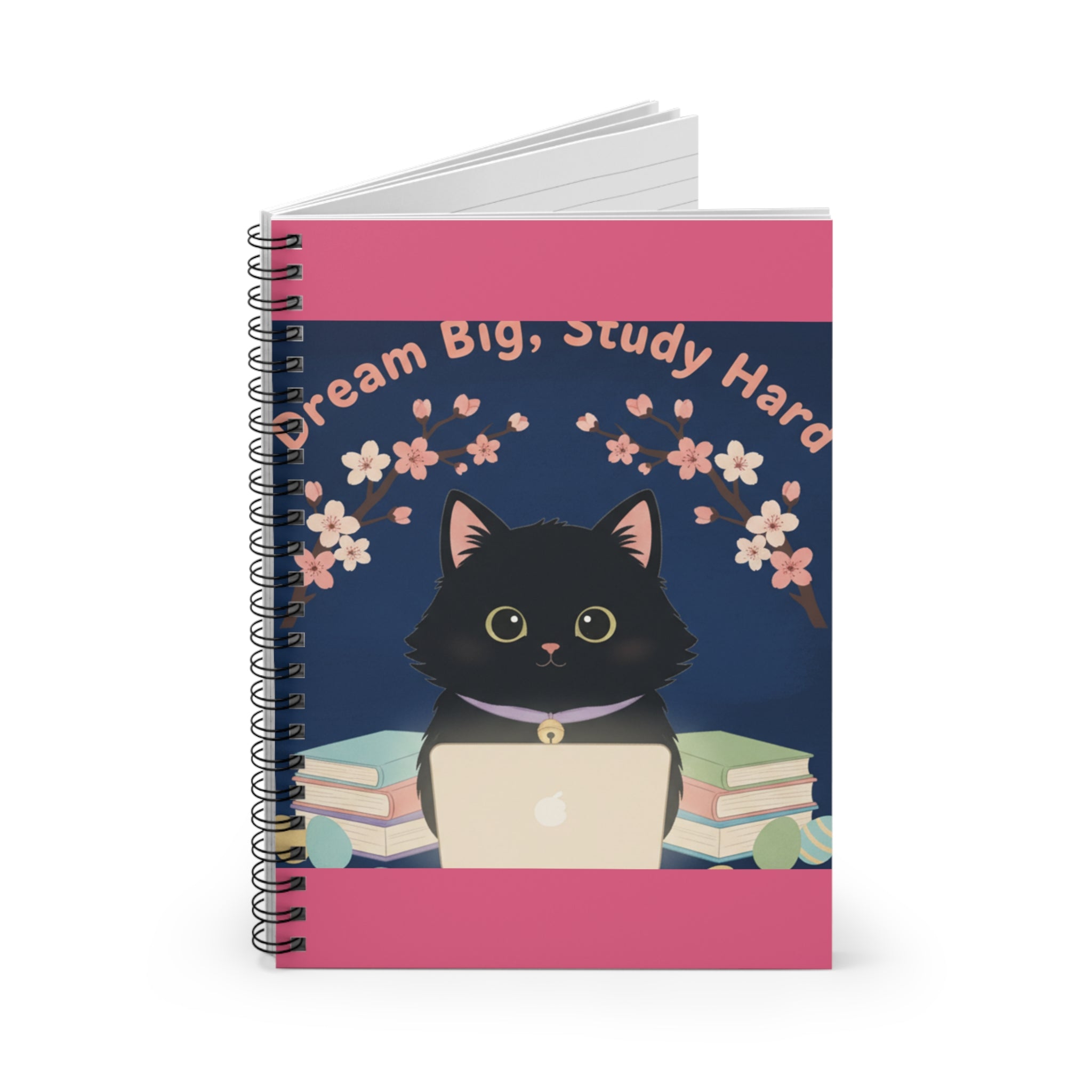 Black Cat Spiral Notebook – Dream Big Study Hard
