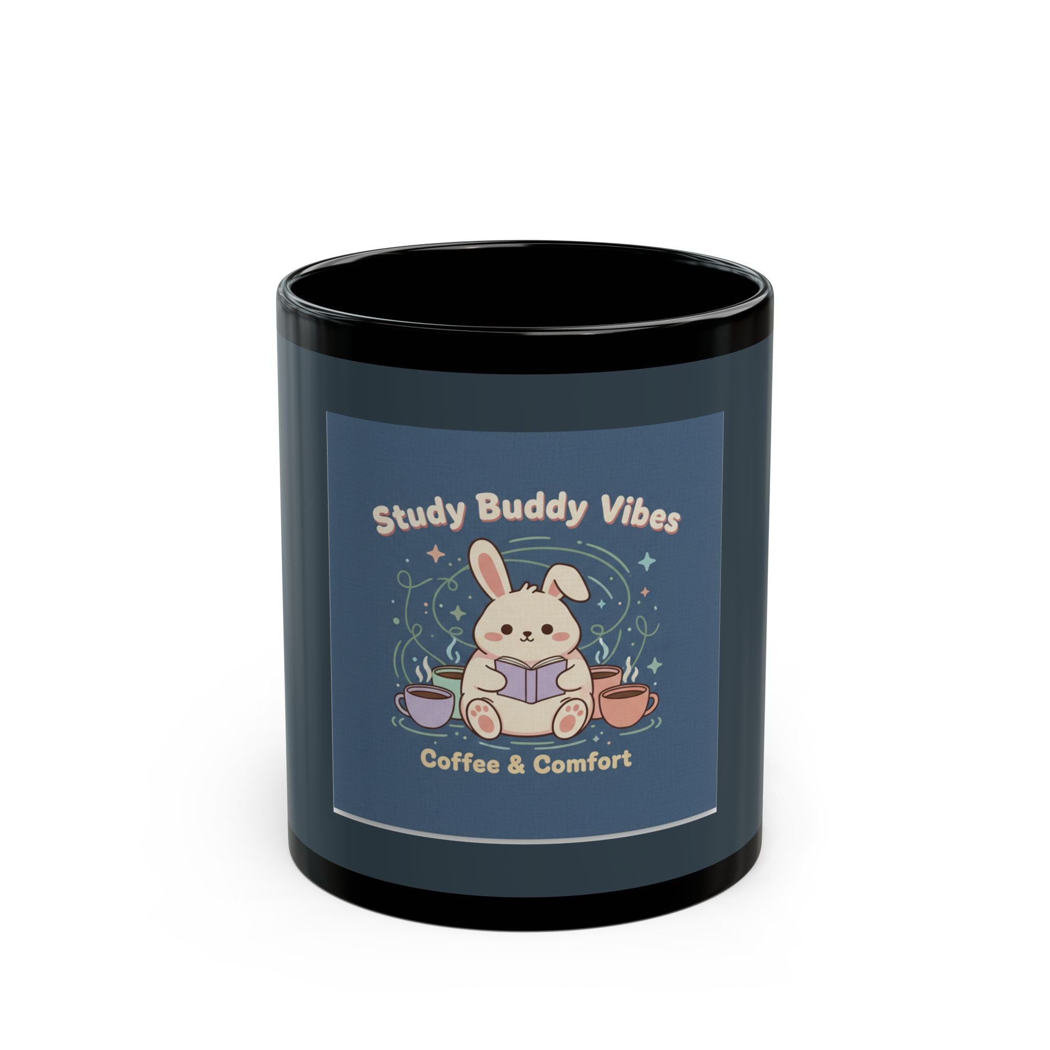 Bunny Black Mug 11oz – Study Buddy Vibes Coffee Comfort
