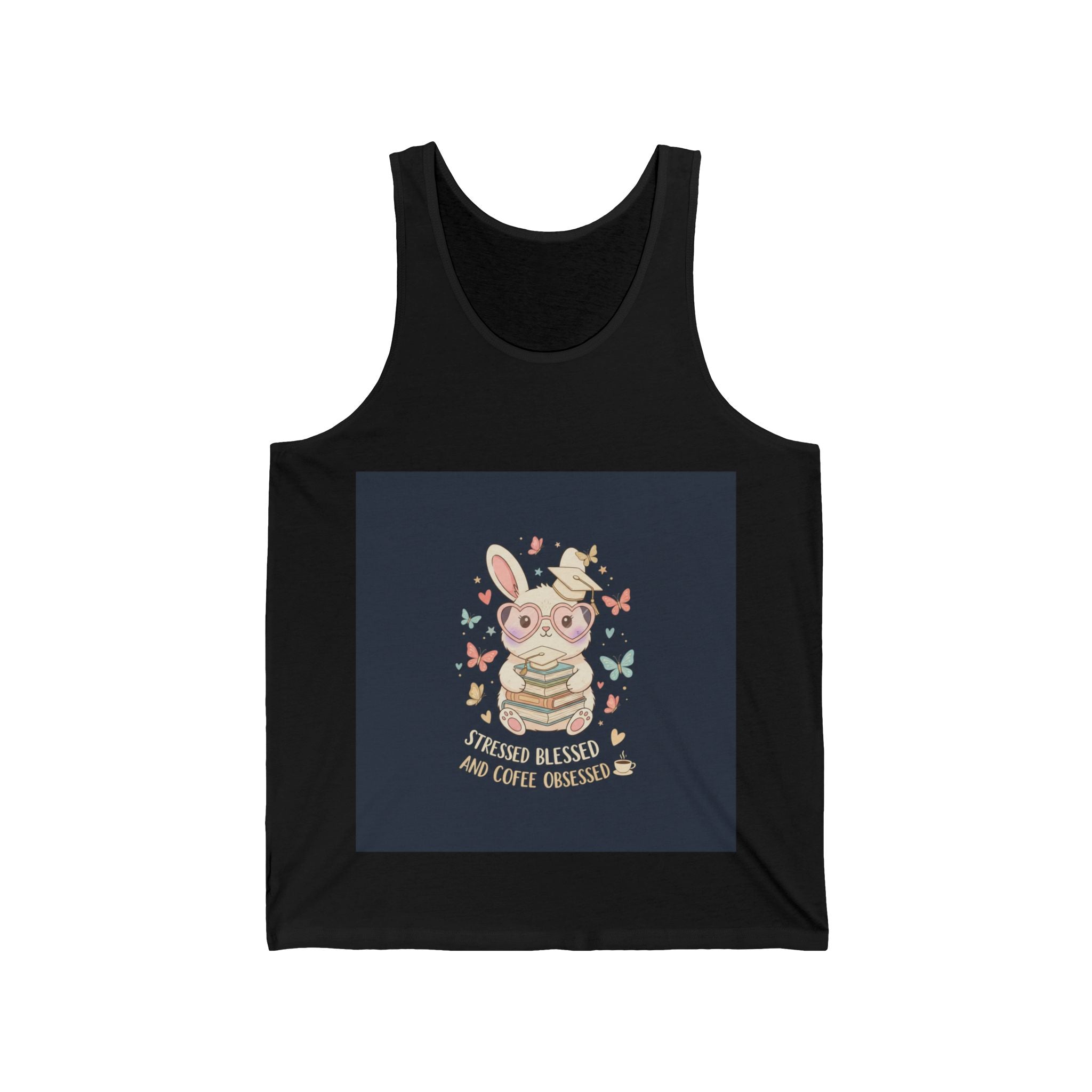 STRESSED BLESSED AND COFFEE OBSESSED Rabbit Tank Top
