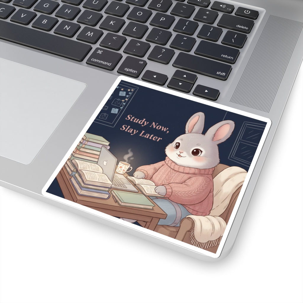 Rabbit Kiss-Cut Sticker – Study Now, Slay Later