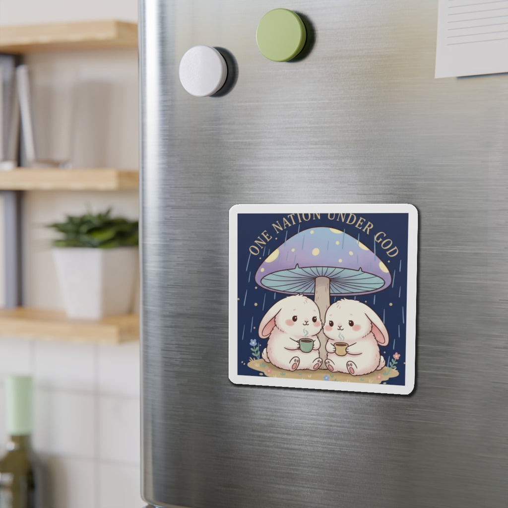 Two Cute Bunnies Die-Cut Magnet – One Nation Under God