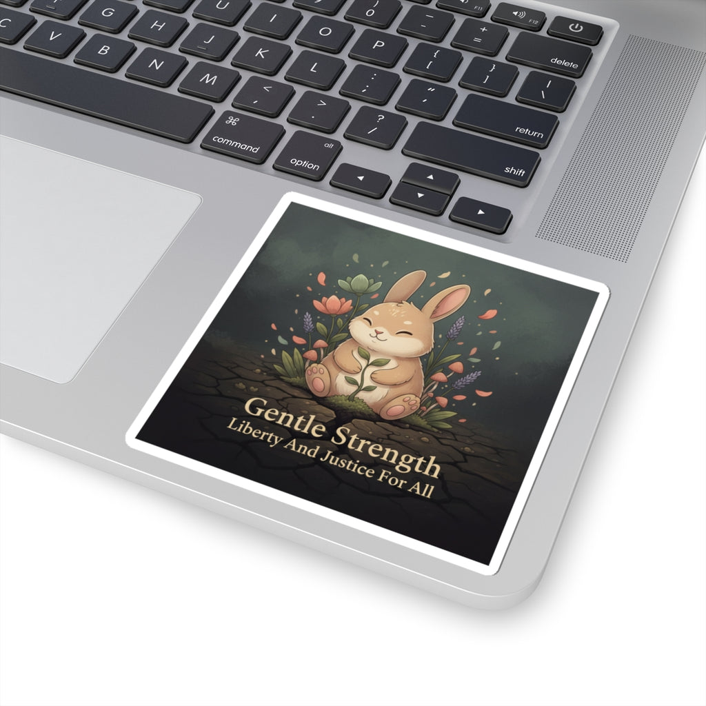 Bunny Kiss-Cut Sticker – Gentle Strength Liberty and Justice for
