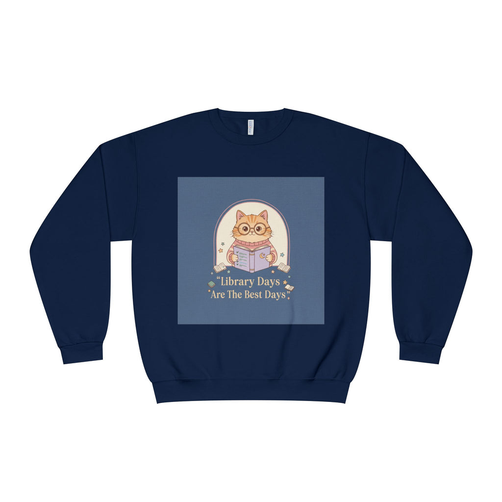 Cat Crewneck Sweatshirt – Library Days Are the Best Days