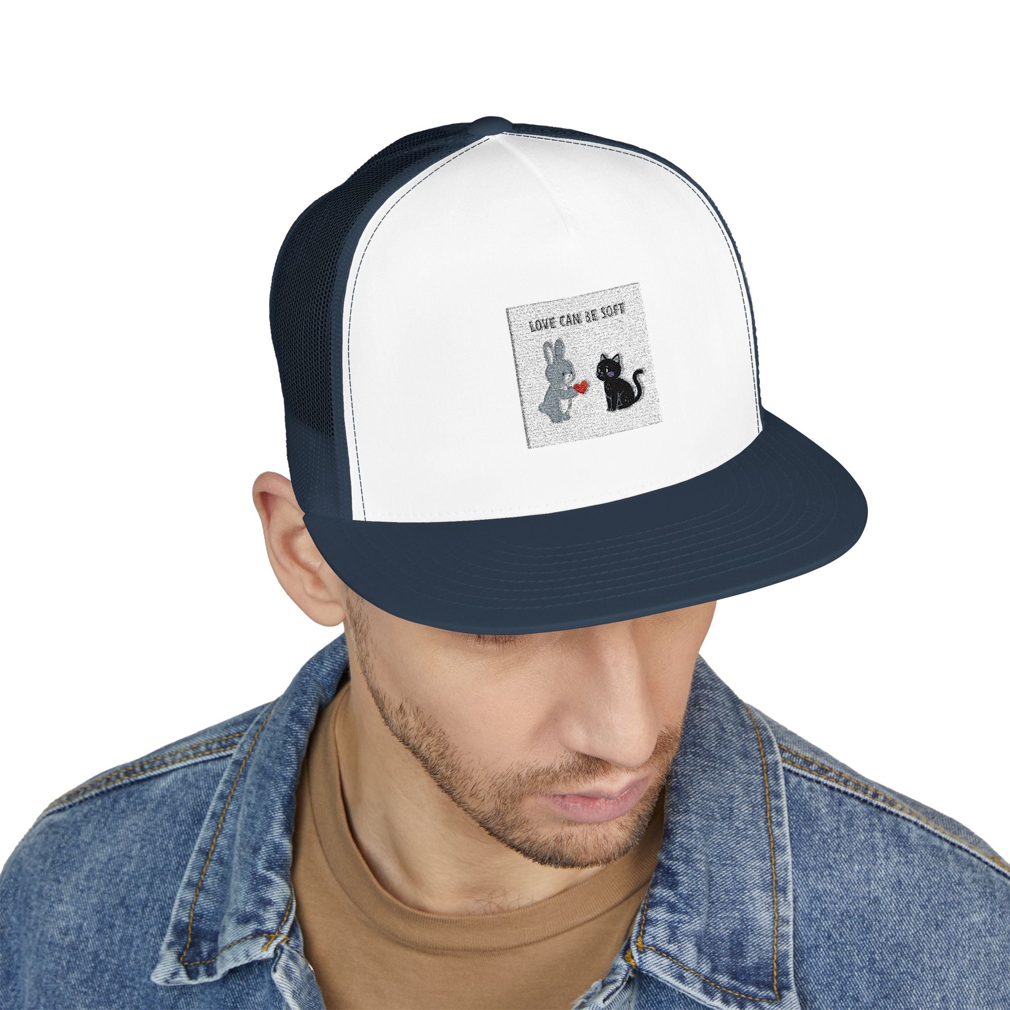 "LOVE CAN BE SOFT" Black Cat Trucker Cap | College Girl Gift | Fashion | KayKay Classics