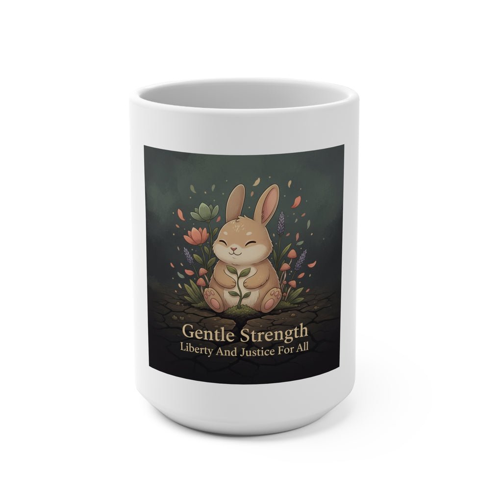 Bunny Mug 15oz – Gentle Strength Liberty and Justice for