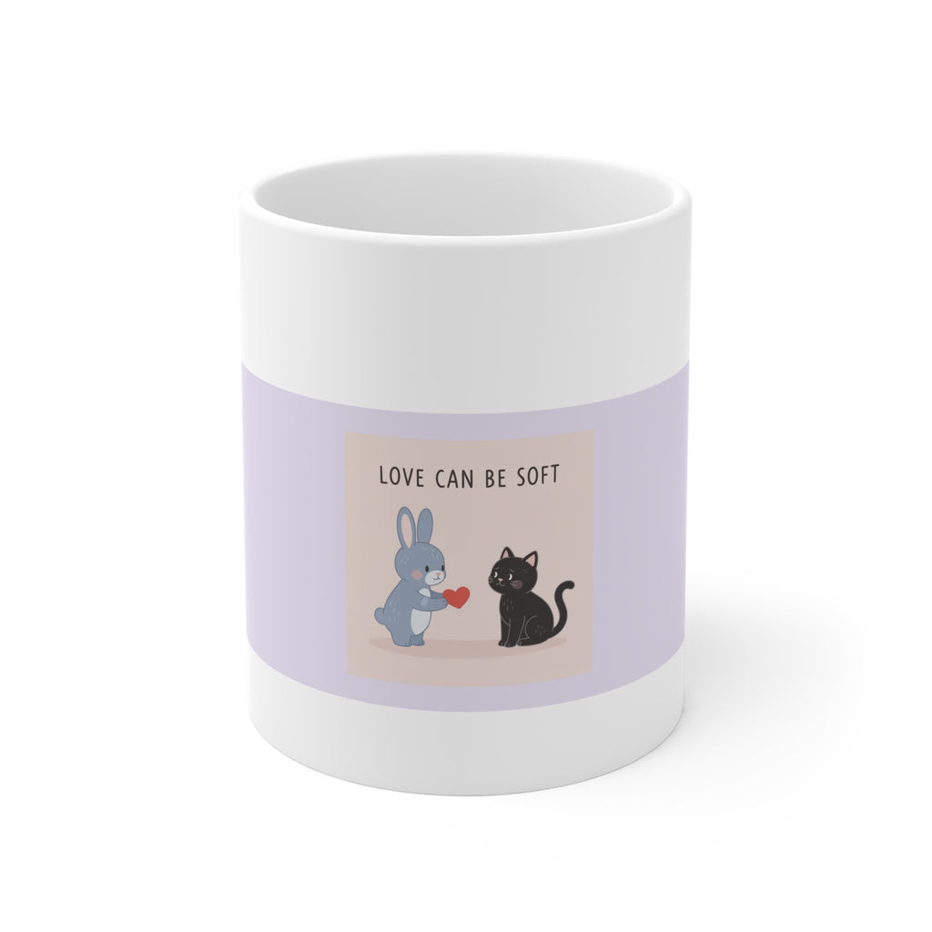 "LOVE CAN BE SOFT" Black Cat Mug | College Girl Gift | Fashion | KayKay Classics