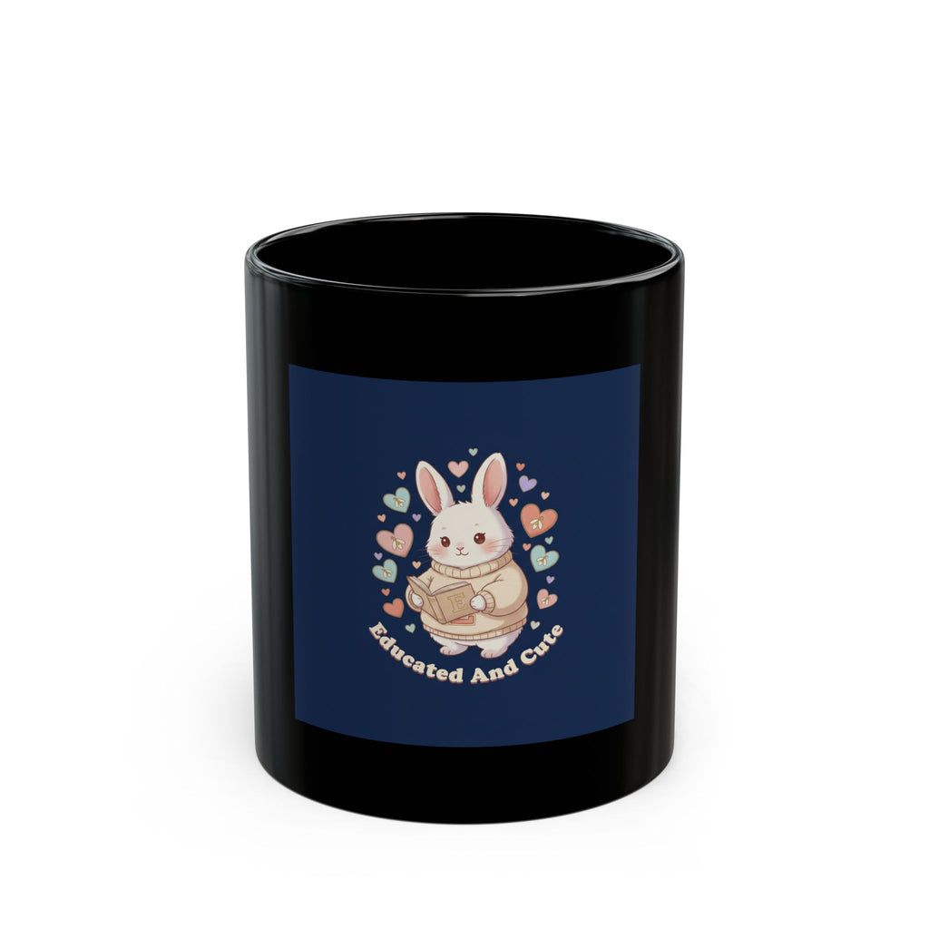 Bunny Black Mug 11oz – Educated and Cute