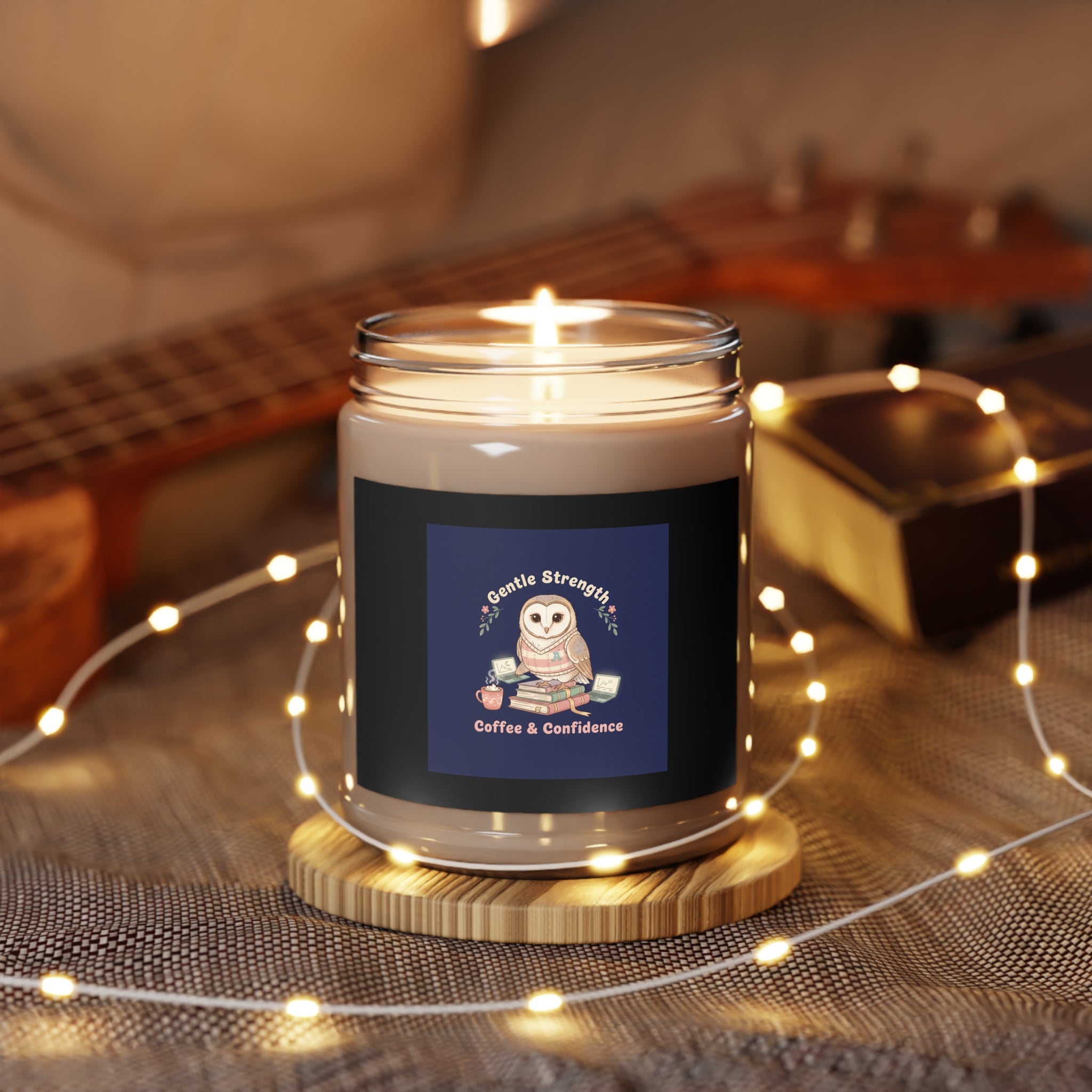 Owl Scented Candle – Gentle Strength Coffee Confidence