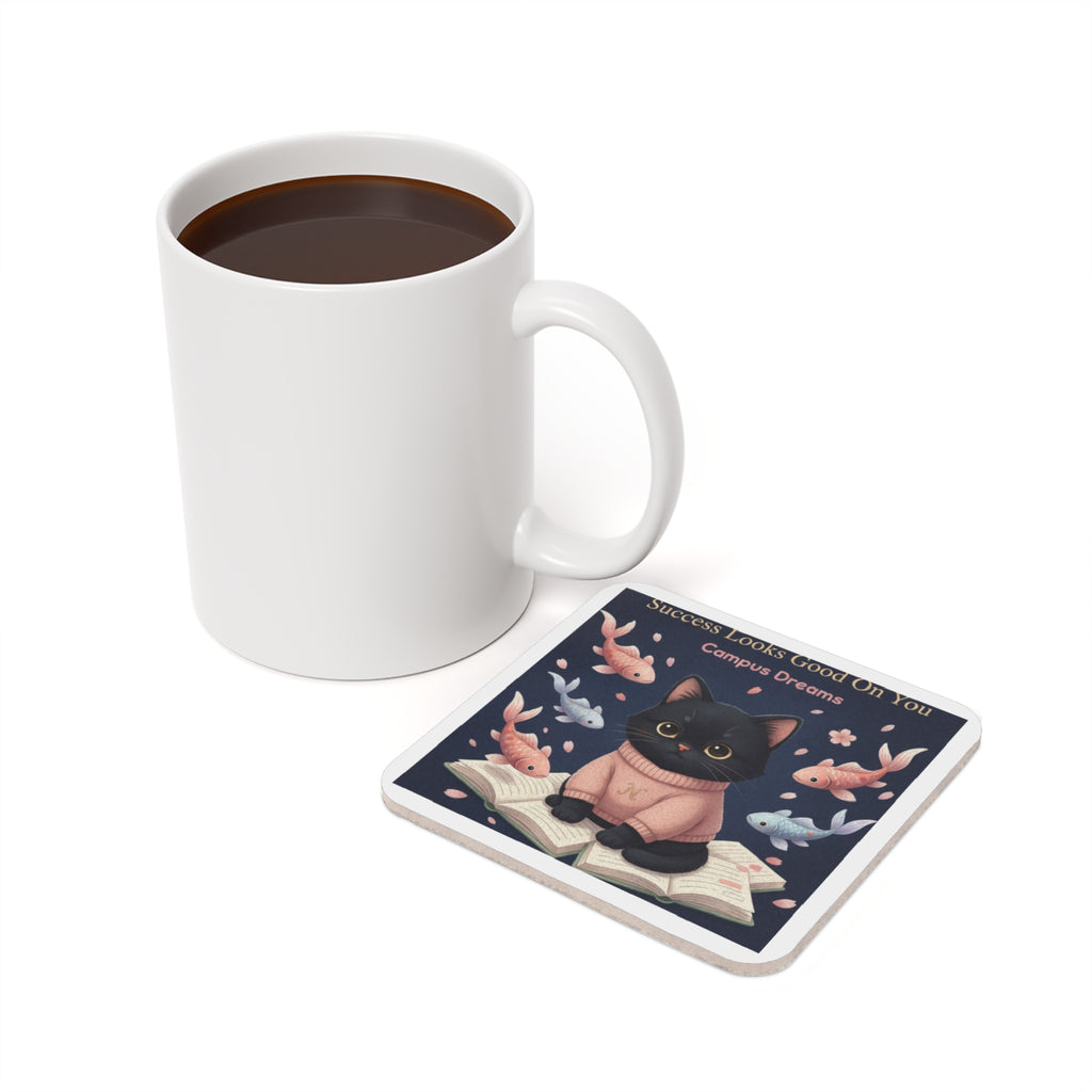 Black Cat Cork Coaster – Success Looks Good on You Campus Dreams
