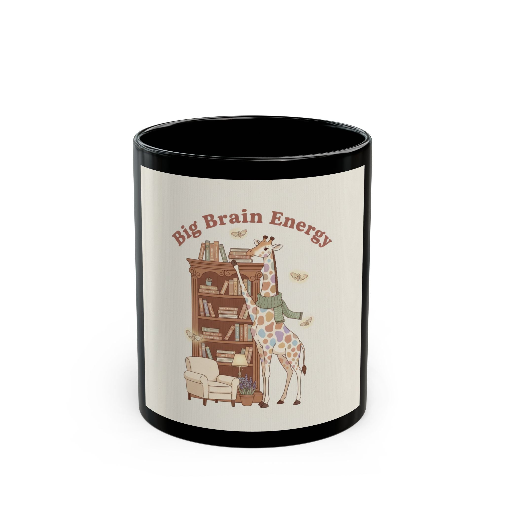 Big Brain Energy Giraffe Black Mug 11oz