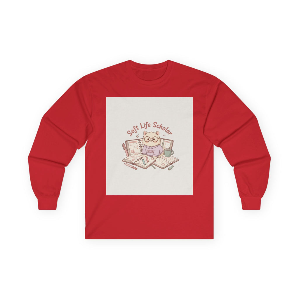 Soft Life Scholar Cat Long Sleeve Tee