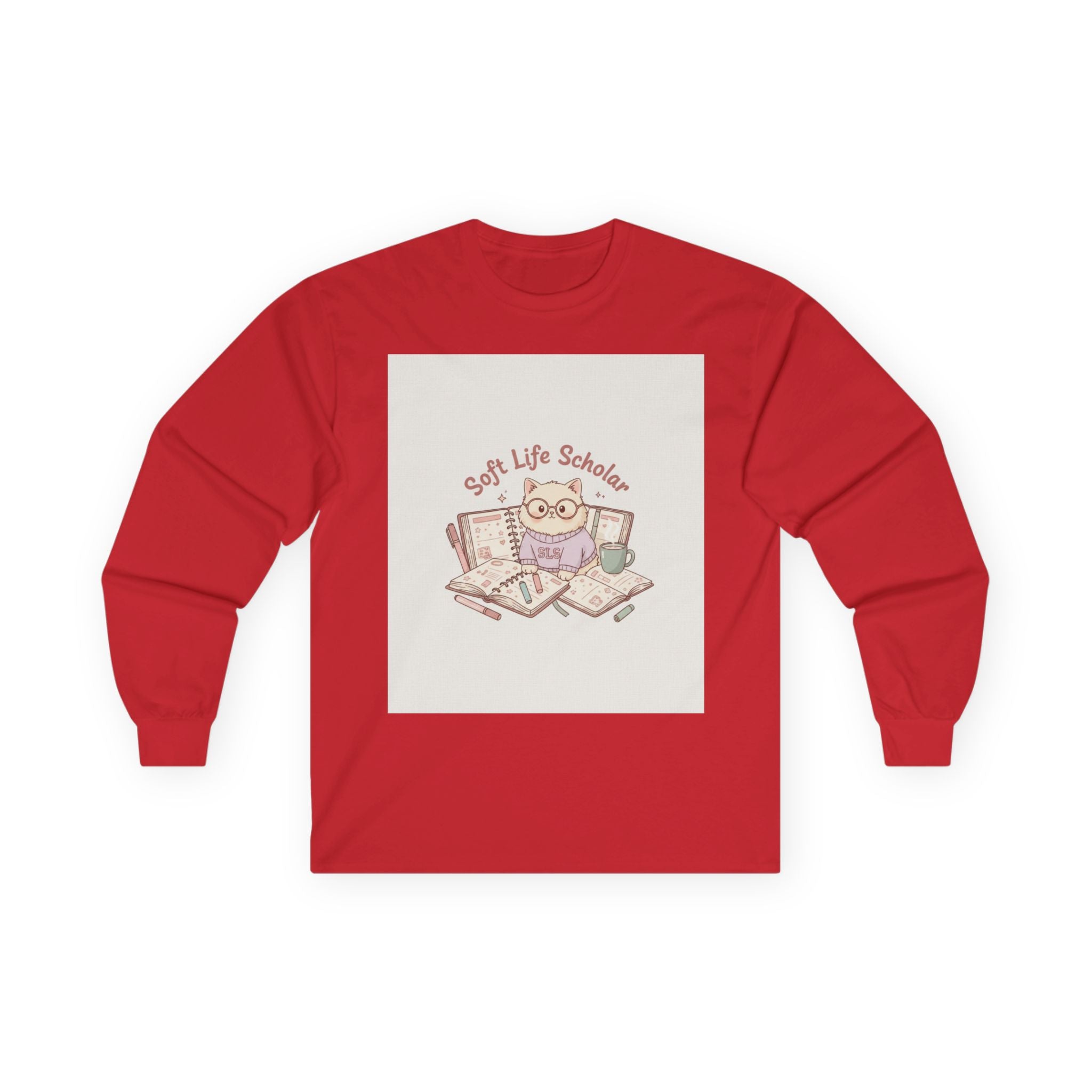 Soft Life Scholar Cat Long Sleeve Tee