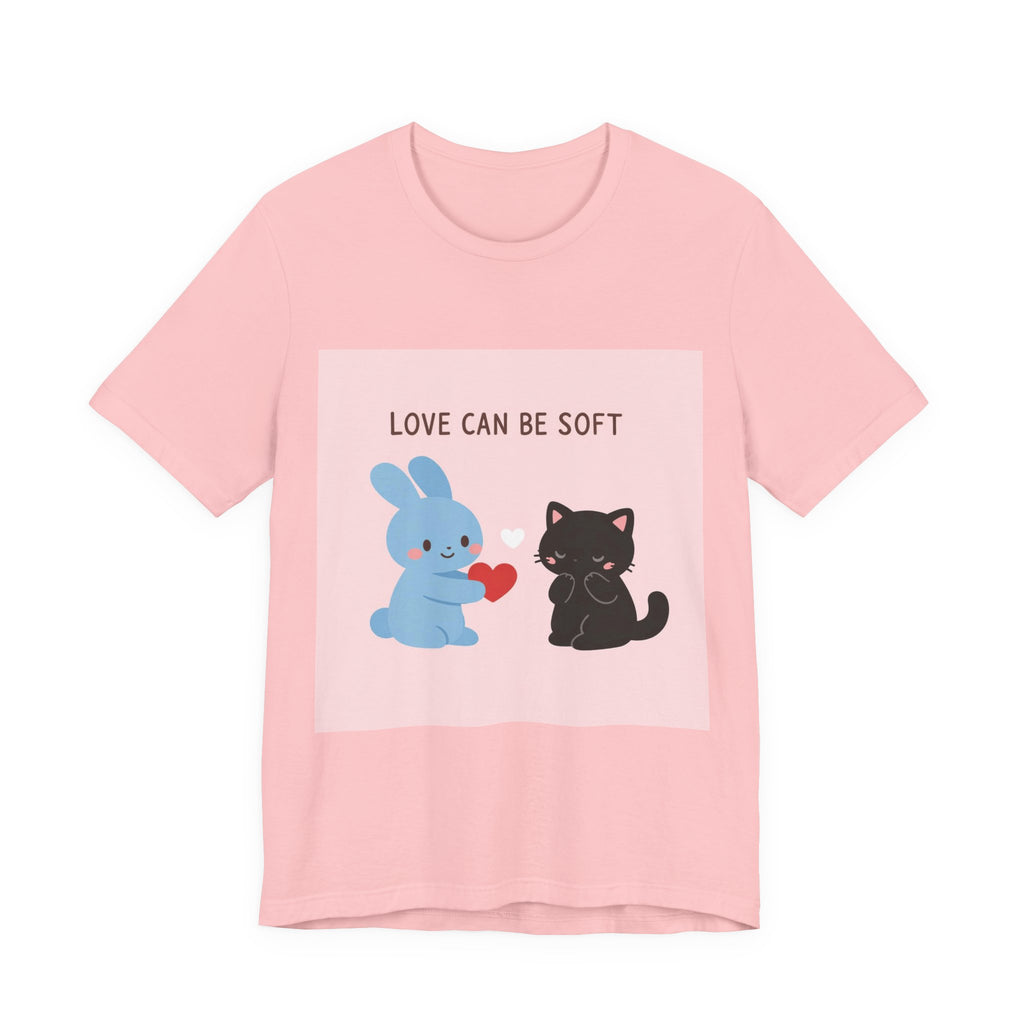 "LOVE CAN BE SOFT" Black Cat Women Tee | College Girl Gift | Fashion | KayKay Classics
