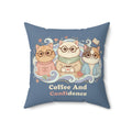 Cats With Glasses Square Pillow – Coffee and Confidence