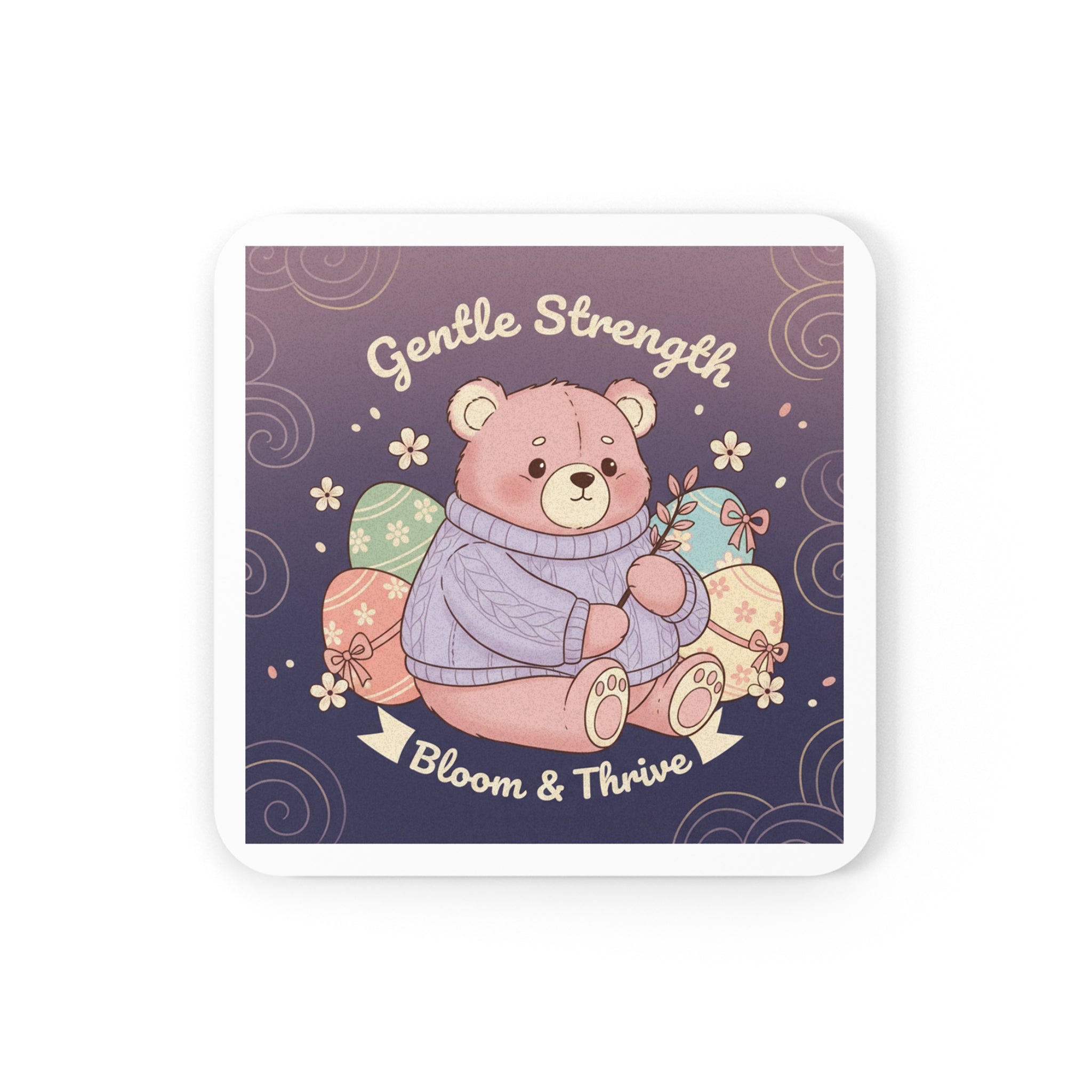 Bear Cork Coaster – Gentle Strength Bloom Thrive