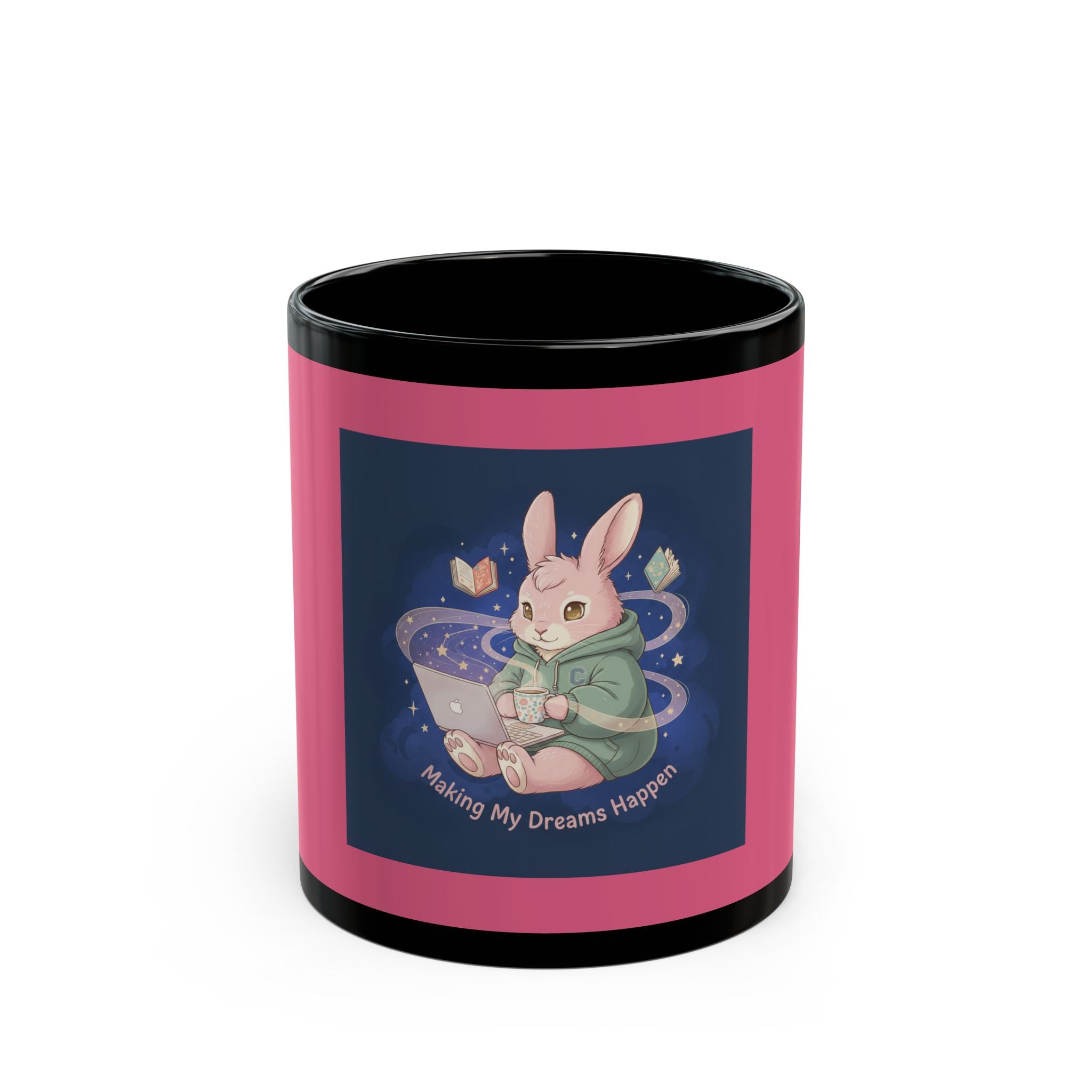 Rabbit Black Mug 11oz – Making My Dreams Happen
