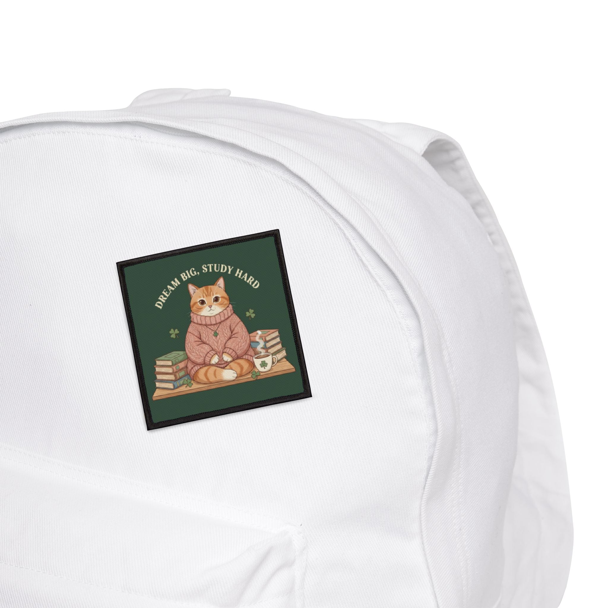 Cat Iron-On Patch – Dream Big, Study Hard