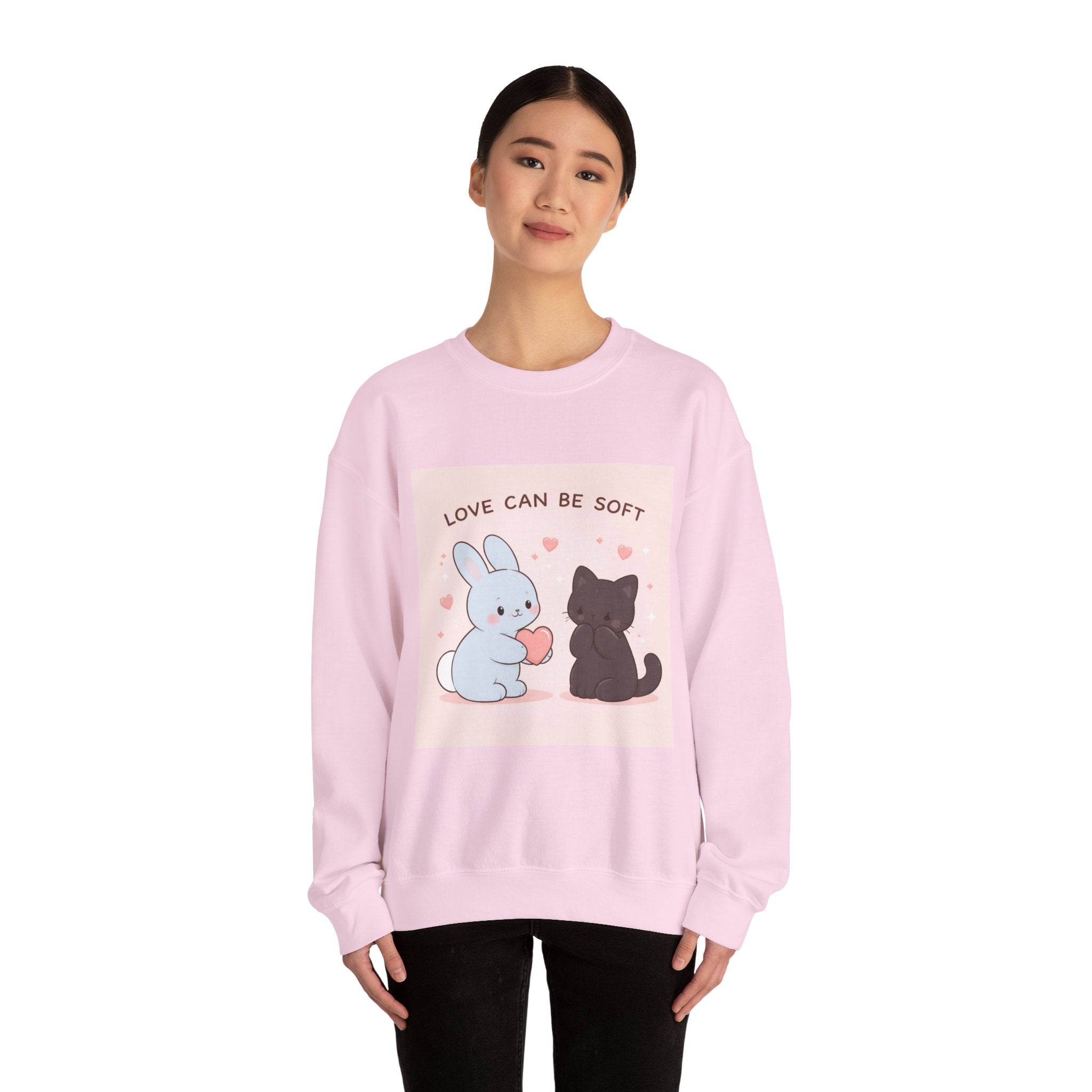 "LOVE CAN BE SOFT" Black Cat Crewneck | College Girl Gift | Fashion | KayKay Classics