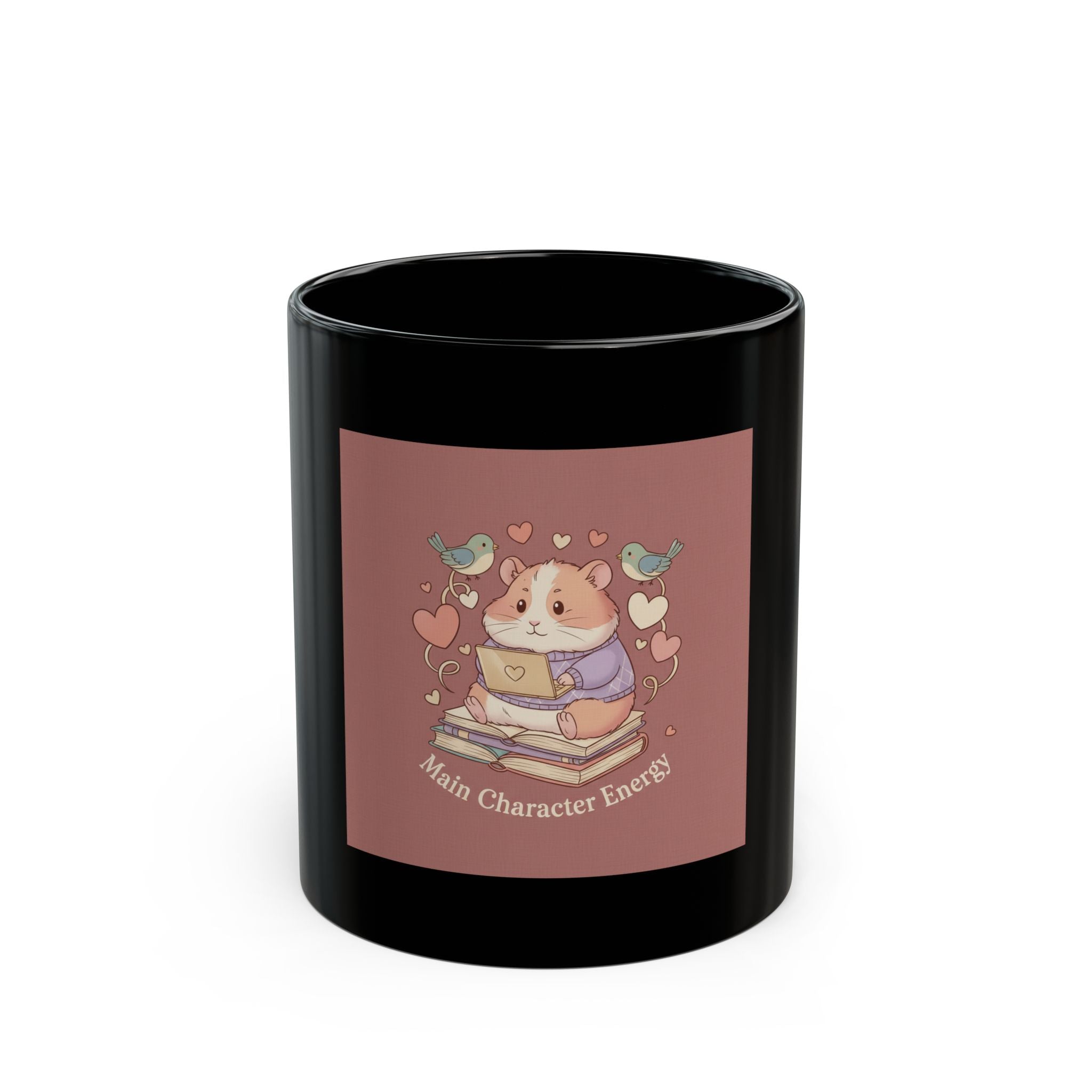 Main Character Energy Hamster Black Mug 11oz