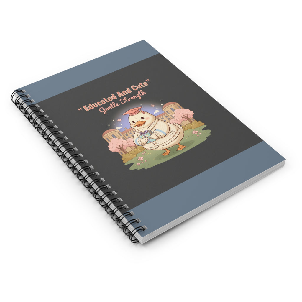 Duck In A Cardigan Spiral Notebook – Educated and Cute Gentle Strength